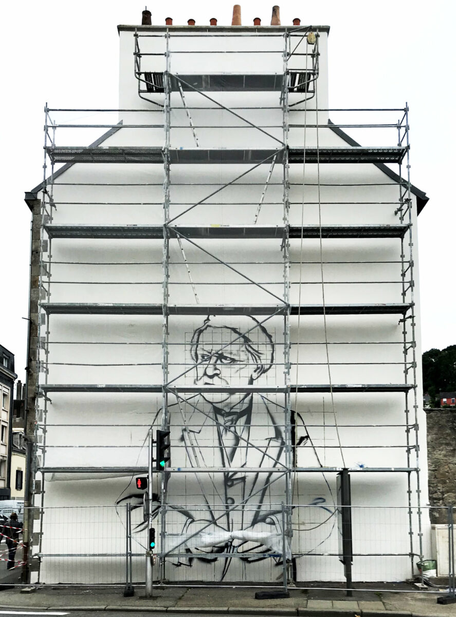 Fresque street-art en hommage à Aristide Briand à Quimper. Crédit photo : HOZ.